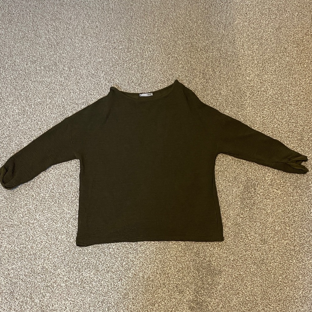 Zara Dark Green Crew Neck Sweater